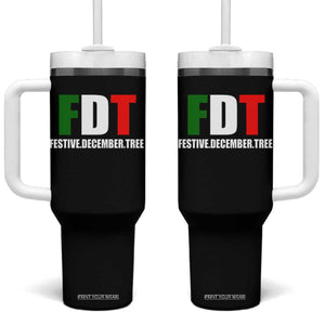 Subtle FDT Christmas Tumbler With Handle Hidden Message Funny Festive December Tree TS10 One Size: 40 oz Black Print Your Wear