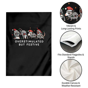 Overstimulated But Festive Possum Christmas Garden Flag Funny Opossum Xmas Meme TS10 Print Your Wear