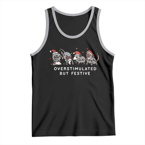 Overstimulated But Festive Possum Christmas Tank Top Funny Opossum Xmas Meme TS10 Black Athletic Heather Print Your Wear