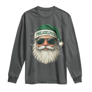Christmas PFE Long Sleeve Shirt Funny Retro Santa Philly Lovers TS10 Dark Heather Print Your Wear