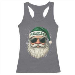 Christmas Philadelphia Fan Racerback Tank Top Funny Retro Santa Philly Lovers TS10 Charcoal Print Your Wear