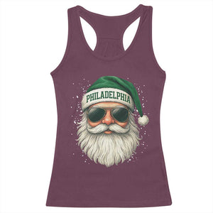 Christmas Philadelphia Fan Racerback Tank Top Funny Retro Santa Philly Lovers TS10 Maroon Print Your Wear