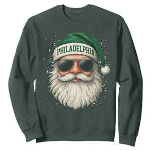 Christmas Philadelphia Fan Sweatshirt Funny Retro Santa Philly Lovers TS10 Dark Forest Green Print Your Wear
