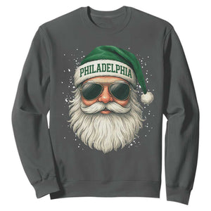 Christmas Philadelphia Fan Sweatshirt Funny Retro Santa Philly Lovers TS10 Dark Heather Print Your Wear