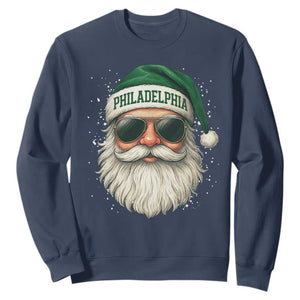 Christmas Philadelphia Fan Sweatshirt Funny Retro Santa Philly Lovers TS10 Navy Print Your Wear
