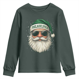 Christmas PFE Youth Sweatshirt Funny Retro Santa Philly Lovers TS10 Dark Forest Green Print Your Wear