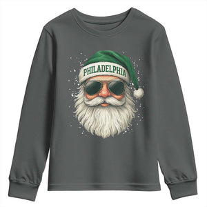 Christmas PFE Youth Sweatshirt Funny Retro Santa Philly Lovers TS10 Dark Heather Print Your Wear