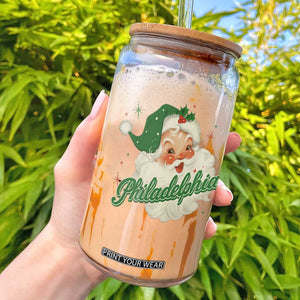 Christmas Philadelphia Football Glass Can Vintage Santa Philly Lovers TS10 Black Print Your Wear