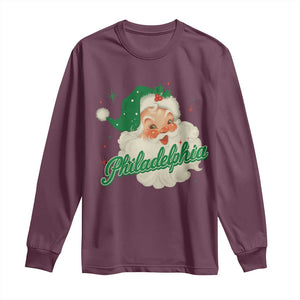 Christmas Philly Lover Long Sleeve Shirt Vintage Santa EF Football Fan TS10 Maroon Print Your Wear