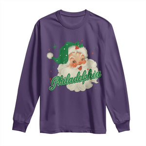 Christmas Philadelphia Football Long Sleeve Shirt Vintage Santa Philly Lovers TS10 Purple Print Your Wear