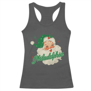 Christmas Philadelphia Football Racerback Tank Top Vintage Santa Philly Lovers TS10 Dark Heather Print Your Wear