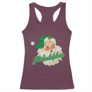 Christmas Philadelphia Football Racerback Tank Top Vintage Santa Philly Lovers TS10 Maroon Print Your Wear
