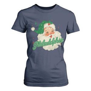 Christmas Philadelphia Football T Shirt For Women Vintage Santa Philly Lovers TS10 Navy Print Your Wear