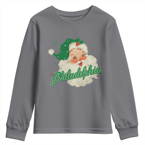 Christmas Philadelphia Football Youth Sweatshirt Vintage Santa Philly Lovers TS10 Charcoal Print Your Wear