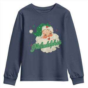 Christmas Philly Lover Youth Sweatshirt Vintage Santa EF Football Fan TS10 Navy Print Your Wear