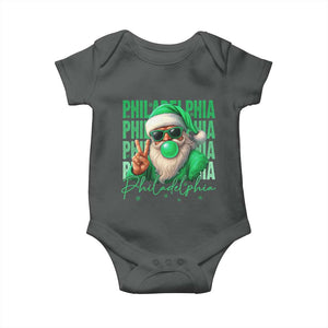Christmas Philly Lover Baby Onesie Santa Retro EF Football Fan TS10 Dark Heather Print Your Wear