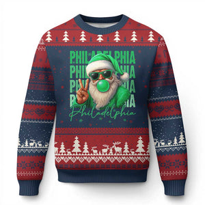 Christmas Philly Lover Ugly Christmas Sweater Santa Retro EF Football Fan TS10 Navy Red Print Your Wear