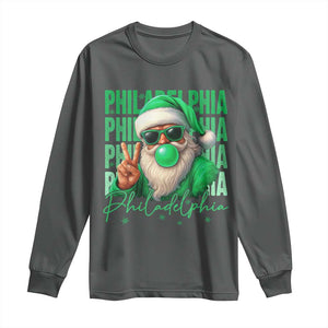 Philadelphia Football Christmas Long Sleeve Shirt Santa Retro Philly Fan TS10 Dark Heather Print Your Wear