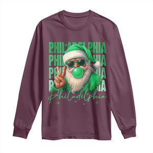 Christmas Philly Lover Long Sleeve Shirt Santa Retro EF Football Fan TS10 Maroon Print Your Wear