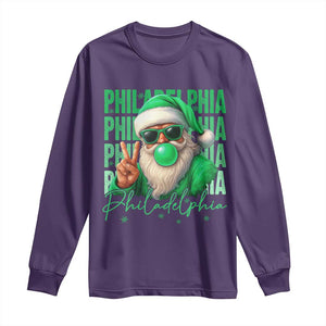 Philadelphia Football Christmas Long Sleeve Shirt Santa Retro Philly Fan TS10 Purple Print Your Wear