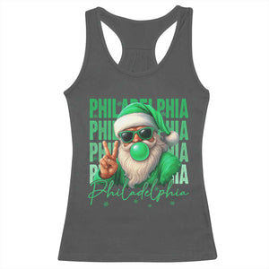 Philadelphia Football Christmas Racerback Tank Top Santa Retro Philly Fan TS10 Dark Heather Print Your Wear