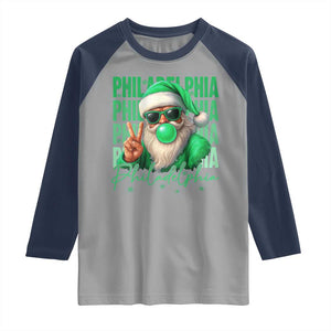 Philadelphia Football Christmas Raglan Shirt Santa Retro Philly Fan TS10 Sport Gray Navy Print Your Wear