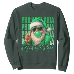 Philadelphia Football Christmas Sweatshirt Santa Retro Philly Fan TS10 Dark Forest Green Print Your Wear