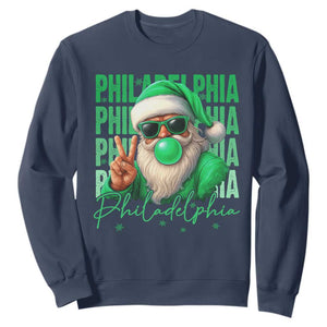 Philadelphia Football Christmas Sweatshirt Santa Retro Philly Fan TS10 Navy Print Your Wear