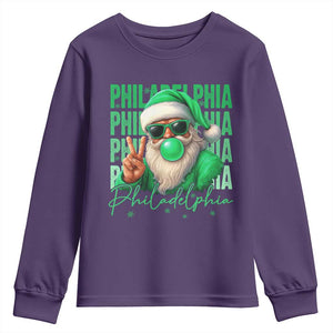 Philadelphia Football Christmas Youth Sweatshirt Santa Retro Philly Fan TS10 Purple Print Your Wear
