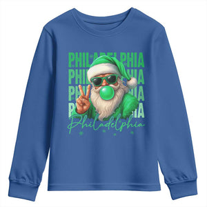 Philadelphia Football Christmas Youth Sweatshirt Santa Retro Philly Fan TS10 Royal Blue Print Your Wear