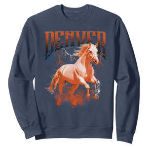 Broncos Fan Sweatshirt Vintage Mascot Game Day Bootleg TS10 Navy Print Your Wear