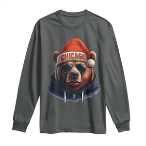 Vintage Chicago Football Christmas Long Sleeve Shirt Trendy Fan Gifts Game Day Apparel Bears Fan Gear TS10 Dark Heather Print Your Wear