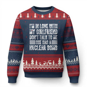 I'm In Love With My Girlfriend Ugly Christmas Sweater Don't Talk to Me TS10 Navy Red Print Your Wear