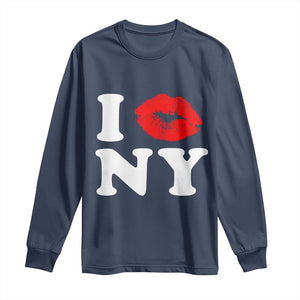 I Love NY Long Sleeve Shirt Sexy Lips Red Lipstick Kiss New York Lover Travel Gift TS10 Navy Print Your Wear