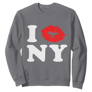 I Love NY Sweatshirt Sexy Lips Red Lipstick Kiss New York Lover Travel Gift TS10 Charcoal Print Your Wear