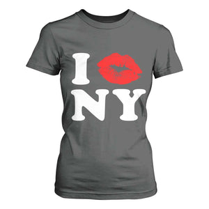 I Love NY T Shirt For Women Sexy Lips Red Lipstick Kiss New York Lover Travel Gift TS10 Dark Heather Print Your Wear