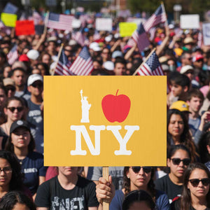 I Love NY Protest Sign New York Lover Travel Gift TS10 Horizontal 18" × 24" Yellow Print Your Wear