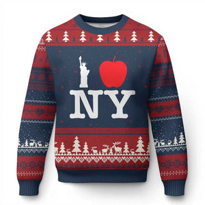 I Love NY Ugly Christmas Sweater New York Lover Travel Gift TS10 Navy Red Print Your Wear