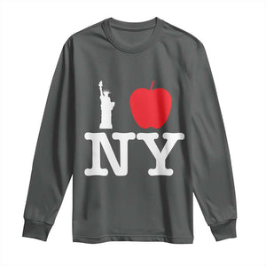 I Love NY Long Sleeve Shirt New York Lover Travel Gift TS10 Dark Heather Print Your Wear