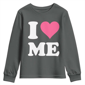 I Love Me Youth Sweatshirt Funny Self Love Pink Heart Positive Vibes TS10 Dark Heather Print Your Wear