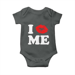 I Love ME Baby Onesie Sexy Lips Red Lipstick Kiss Self Love TS10 Dark Heather Print Your Wear