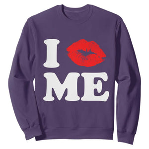 I Love ME Sweatshirt Sexy Lips Red Lipstick Kiss Self Love TS10 Purple Print Your Wear