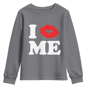 I Love ME Youth Sweatshirt Sexy Lips Red Lipstick Kiss Self Love TS10 Charcoal Print Your Wear