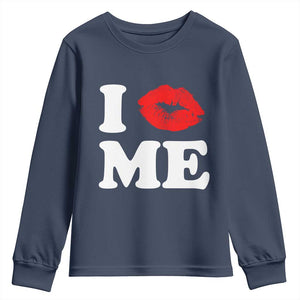 I Love ME Youth Sweatshirt Sexy Lips Red Lipstick Kiss Self Love TS10 Navy Print Your Wear