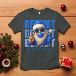 Detroit Football Christmas T Shirt Santa Retro Lions Fan TS10 Dark Heather Print Your Wear