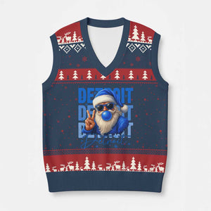 Detroit Football Xmas V-Neck Knit Sweater Vest Santa Retro Lions Fan TS10 Navy Red Print Your Wear