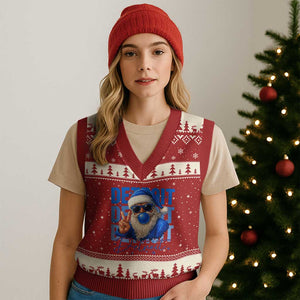 LF Football Xmas V-Neck Knit Sweater Vest Santa Retro Sports Fan Game Day TS10 Red Beige Print Your Wear