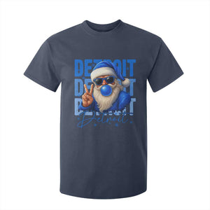 Detroit Football Christmas T Shirt For Kid Santa Retro Lions Fan TS10 Navy Print Your Wear