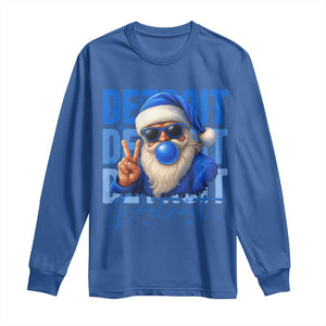 Detroit Football Christmas Long Sleeve Shirt Santa Retro Lions Fan TS10 Royal Blue Print Your Wear