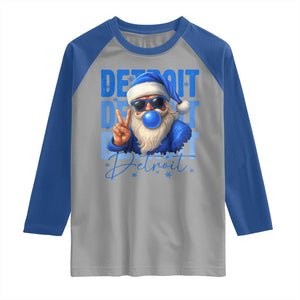 Detroit Football Christmas Raglan Shirt Santa Retro Lions Fan TS10 Sport Gray Royal Print Your Wear